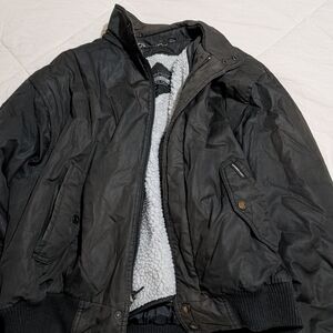 Members Only Black Puffer Jacket with Sherpa Lining